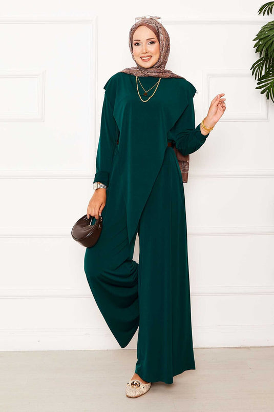 Maillot deux pièces Sandy émeraude avec détail asymétrique sur le devant