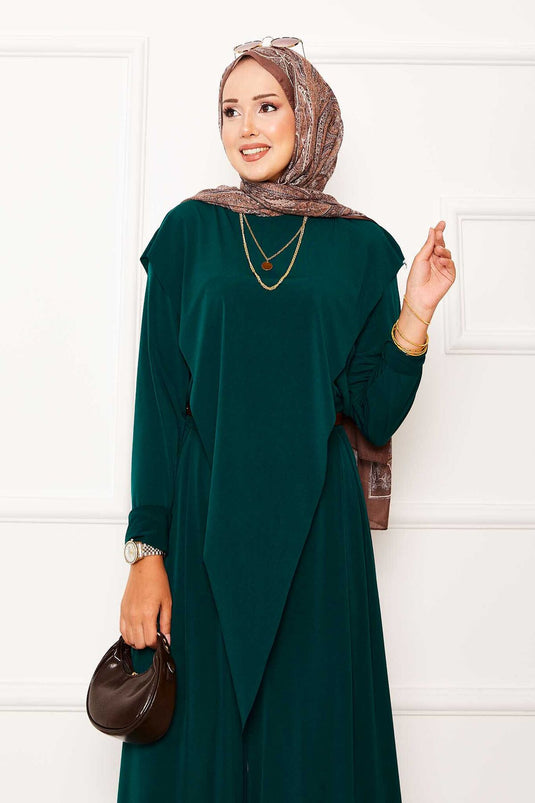 Maillot deux pièces Sandy émeraude avec détail asymétrique sur le devant