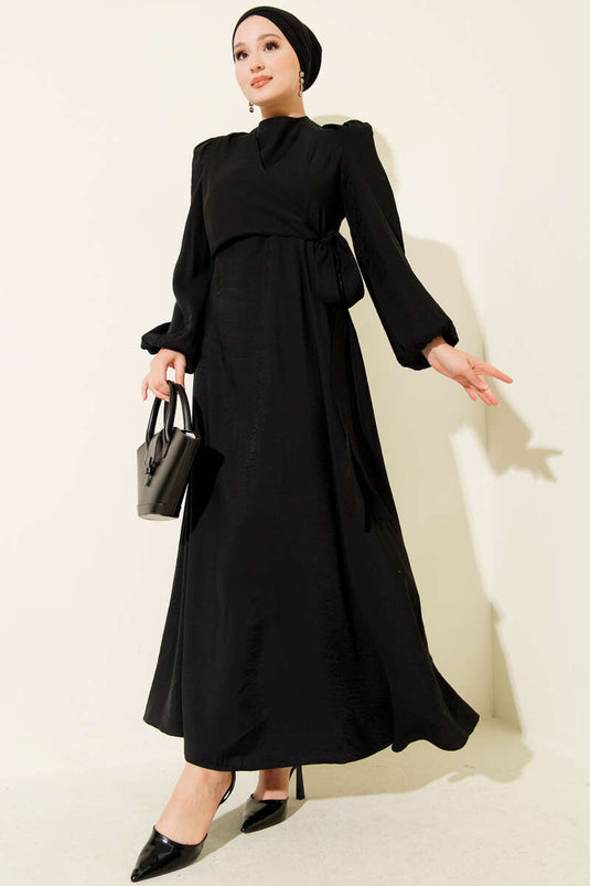 Black Dress with Front Tie Detail