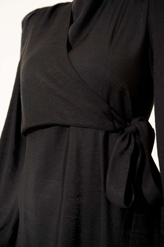 Black Dress with Front Tie Detail