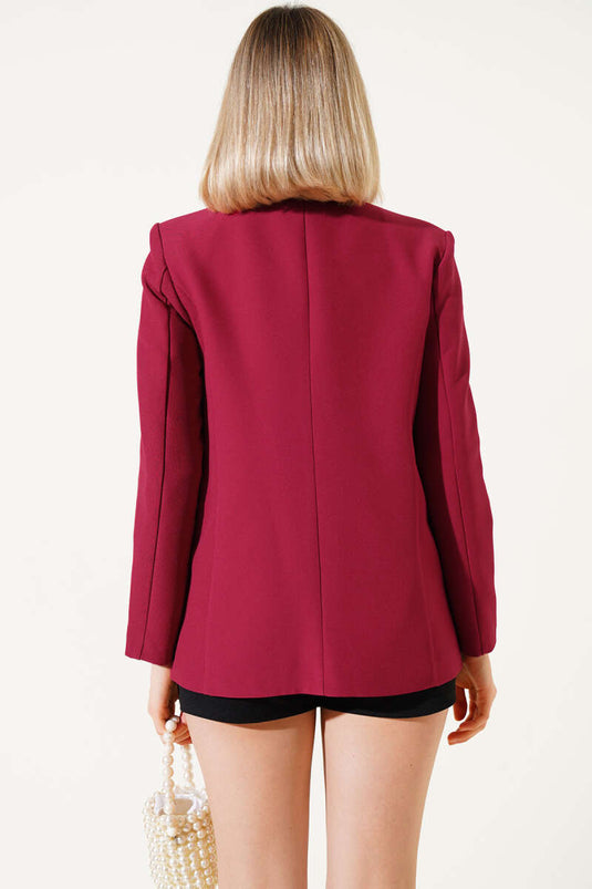 Veste doublée bordeaux à nouer sur le devant