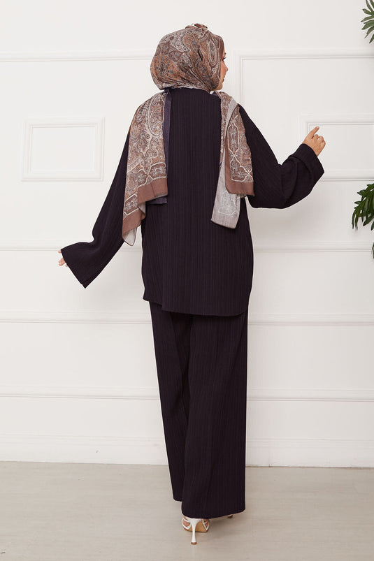 Tied Front Kimono Set Bitter Brown