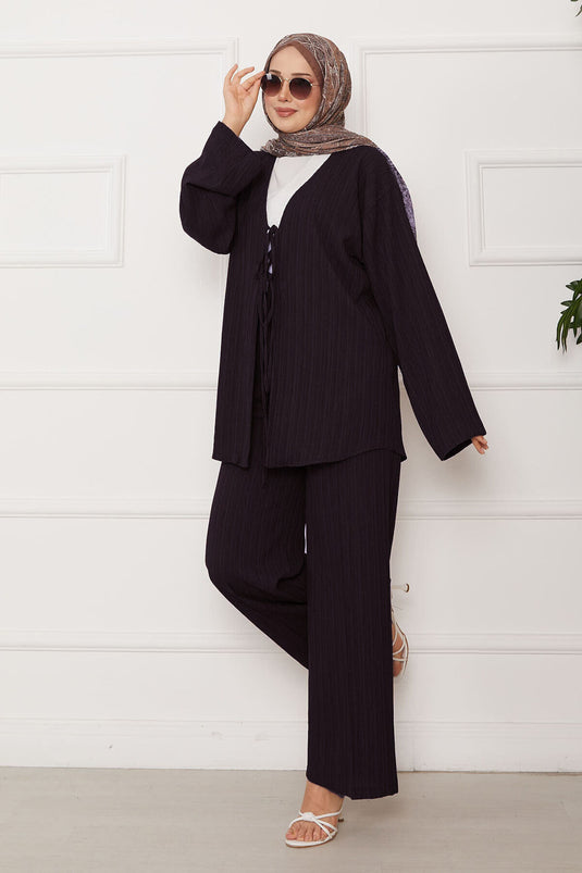 Tied Front Kimono Set Bitter Brown