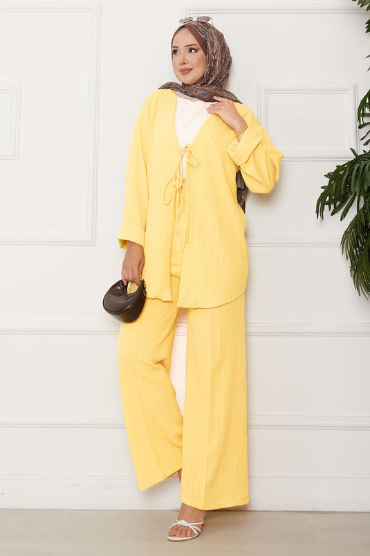 Ensemble kimono noué sur le devant Jaune clair