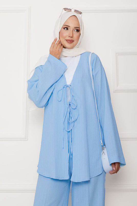 Ensemble kimono noué sur le devant bleu