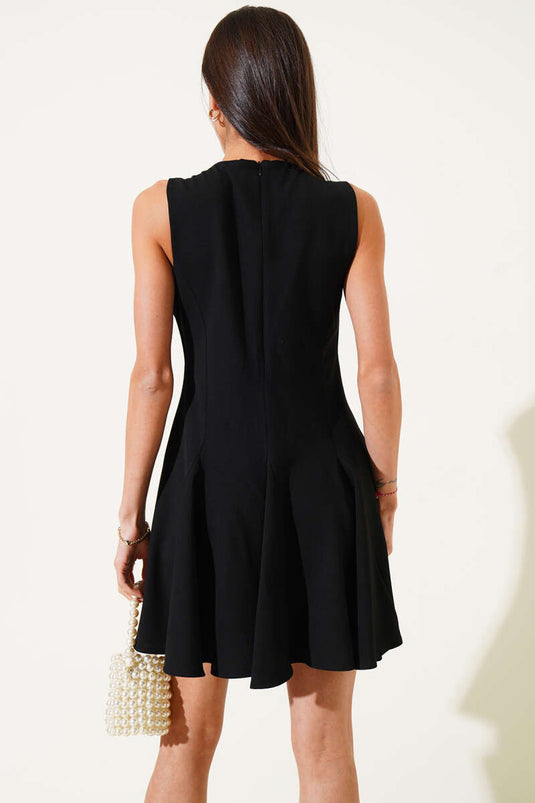 Sleeveless Tie-Front Mini Dress Black