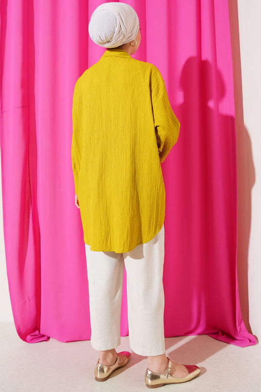 Front Tie Crinkle Kimono Oil Green