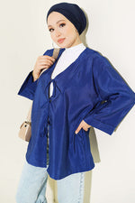 Kimono Parachute Oversize Bleu Marine À Nœud