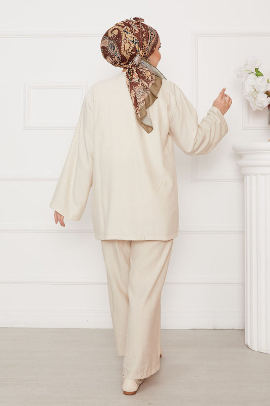 Önü Bağlamalı Salaş Takım Bej