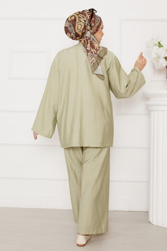 Traje casual con lazo delantero color menta