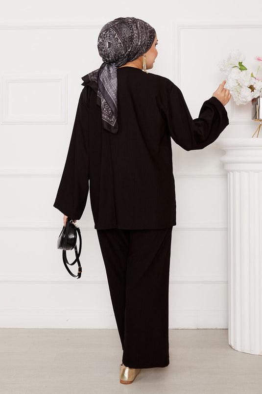 Costume décontracté noué devant noir