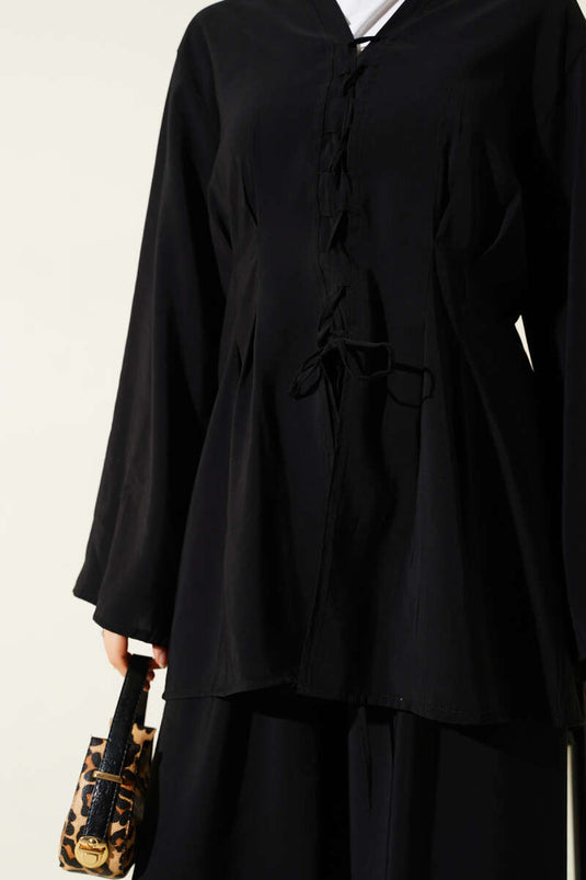 Cross Front Tweedelige Set Zwart