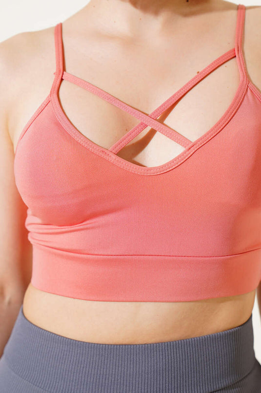 Bustier mit gekreuzten Trägern vorne, Lachsfarben