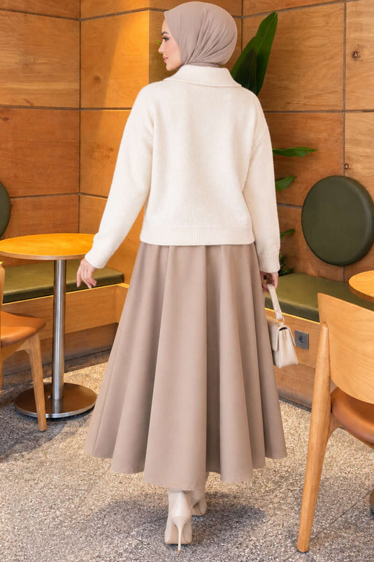 Gilet En Maille Doré À Boutons Avec Poches Et Ornements