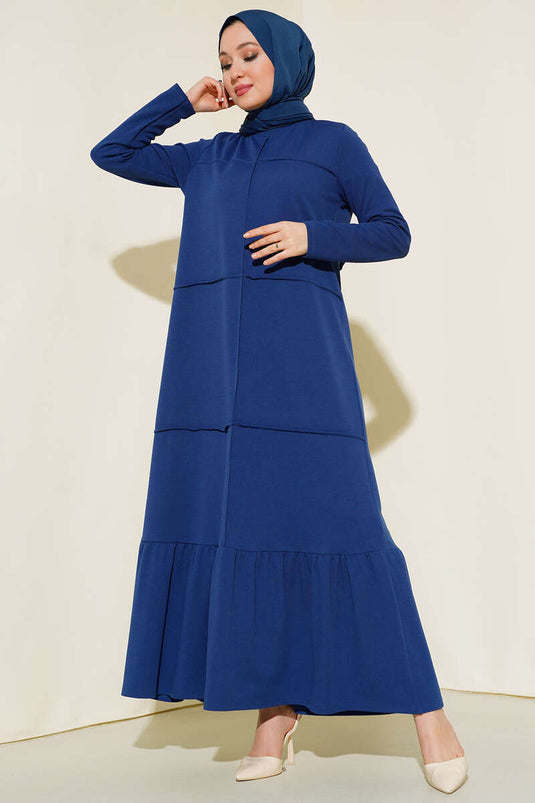 Robe Large avec Boutons sur le Devant Indigo