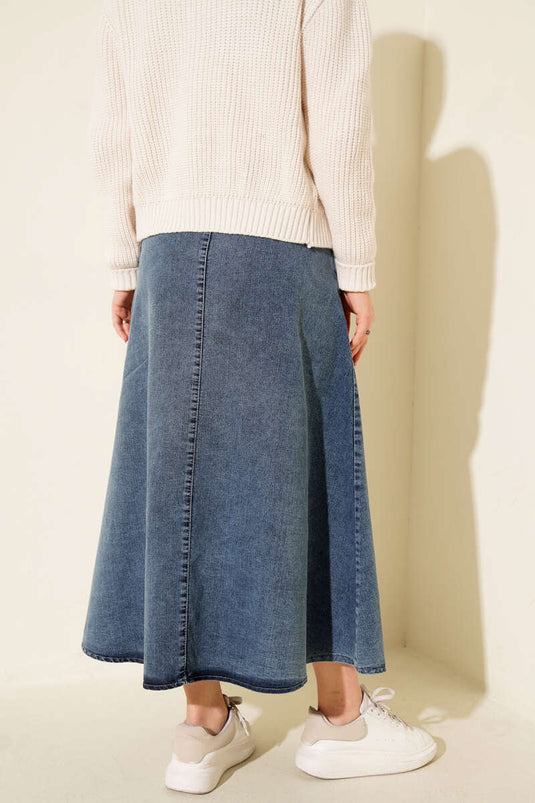 Jupe en jean avec ceinture et détails de couture avant en jean