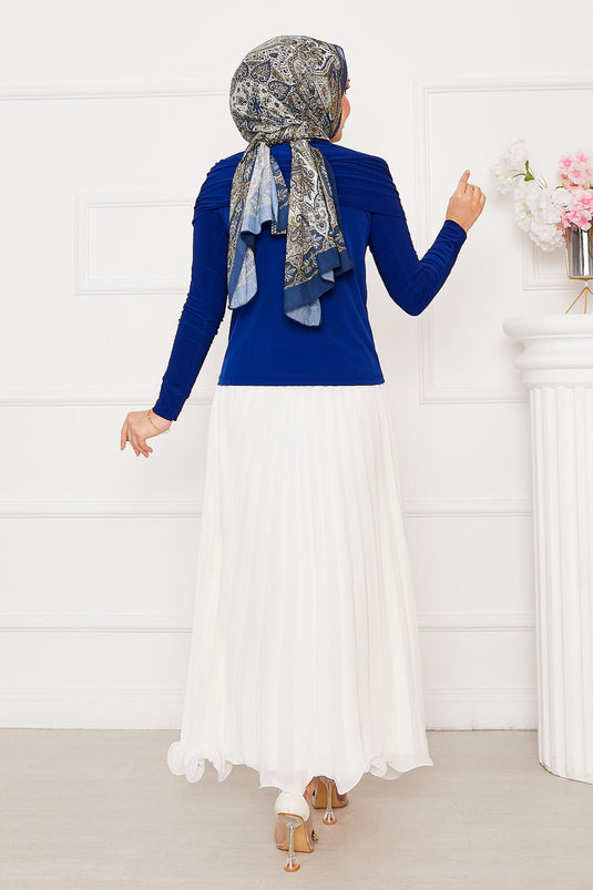 Önü Drapeli Sandy Bluz Saks