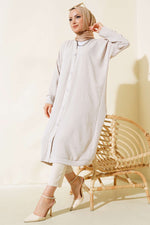 Cardigan long Ayrobin Stone avec boutons sur le devant