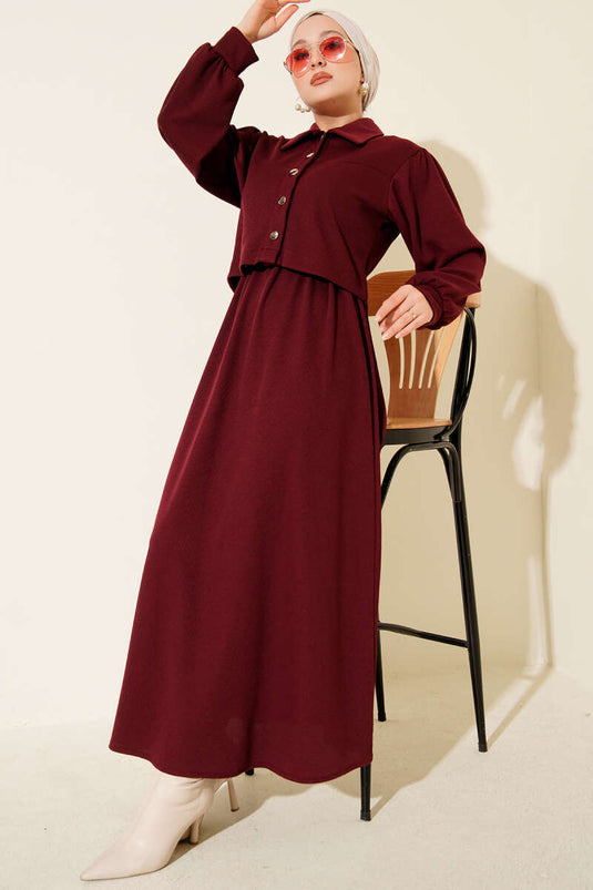 Zweiteiliger Anzug mit Knopfleiste, bordeauxrot