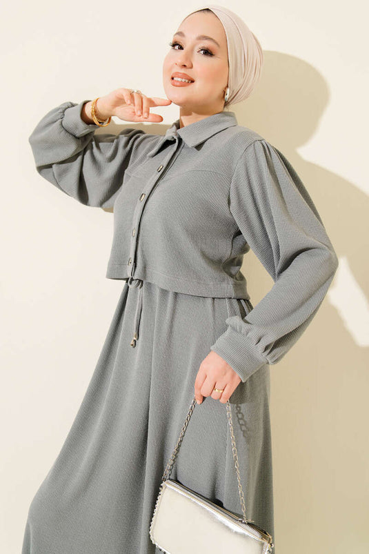 Zweiteiliger Anzug mit Knopfleiste, Rauchgrau