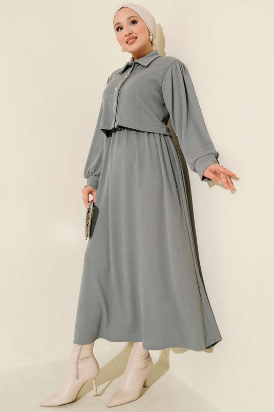 Zweiteiliger Anzug mit Knopfleiste, Grau