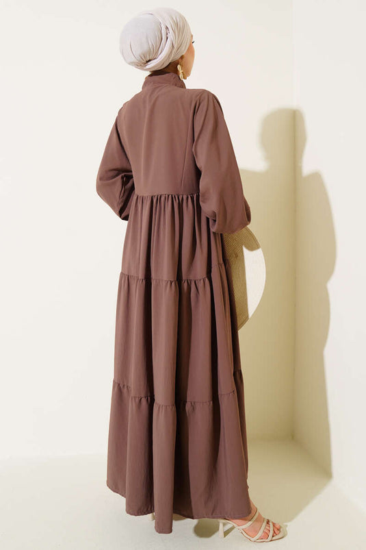 Front Button Layered Basic Dress Mink