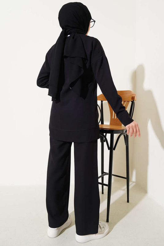 Costume Double Tunique Zippé Sur Le Devant Noir