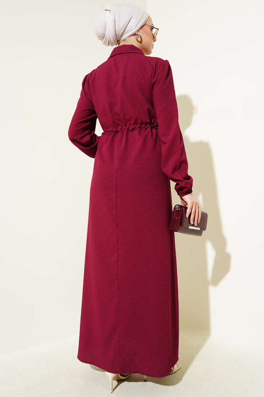Ruffle Front Zippered Dress in Plum