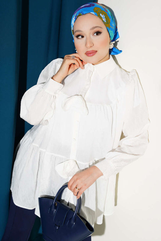 Tunique avec nœud sur le devant écru