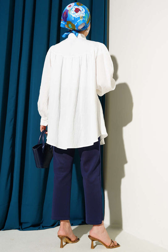 Tunique avec nœud sur le devant écru