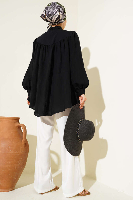 Tunique avec nœud sur le devant noire