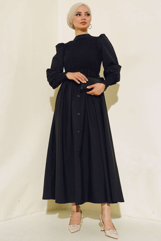 Robe Boutonnée Devant Noir