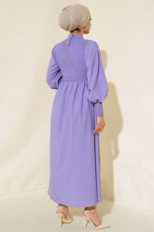 Robe Gimped Devant Lilas