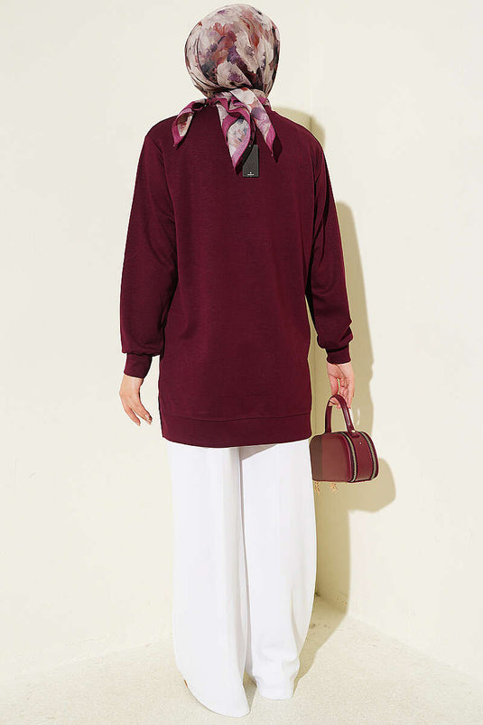 Purple Loysha Tunic With Rose Embellished Detail