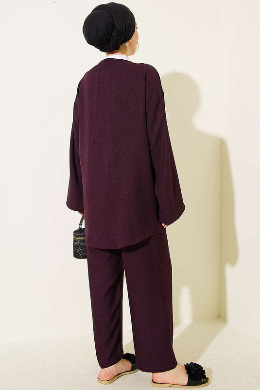 Ensemble Kimono Violet Avec Ceinture À Nœud