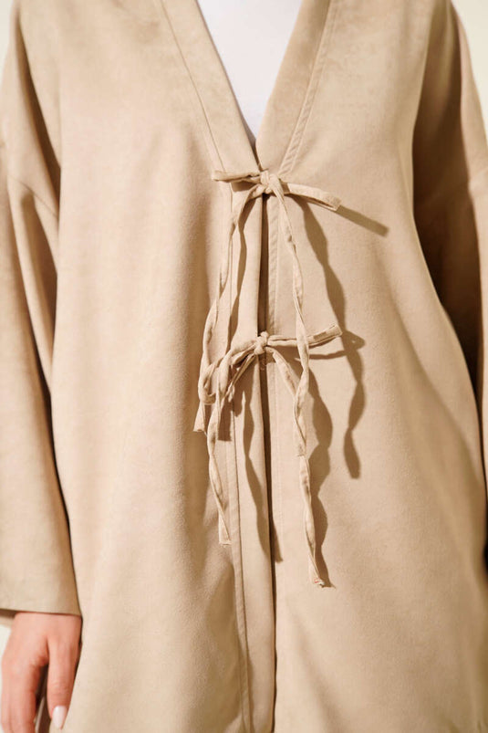 Front Rope Tie Detail Two-Piece Set Beige