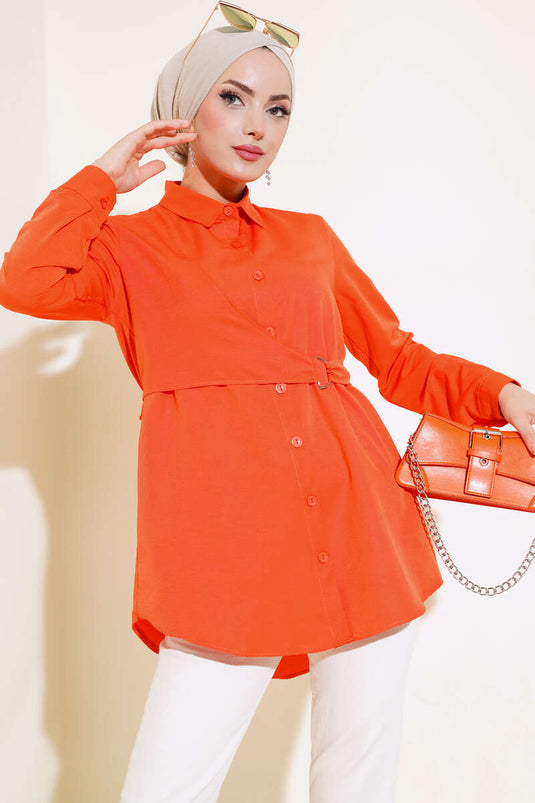قميص بغطاء أمامي برتقالي