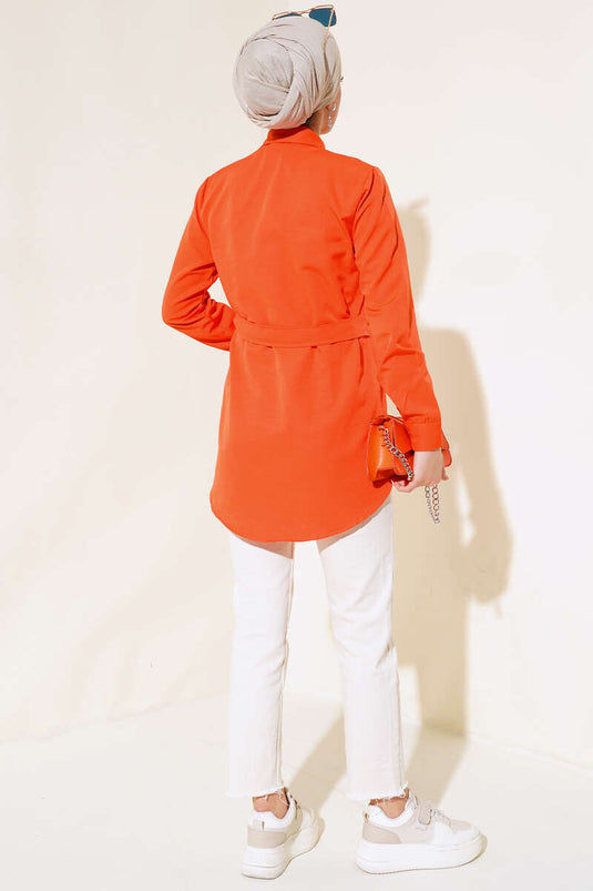 قميص بغطاء أمامي برتقالي