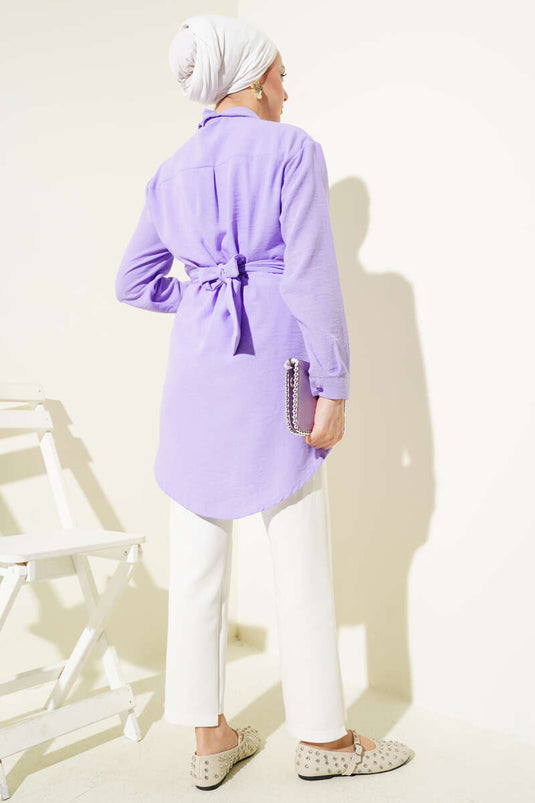 Self-Tie Front Shirt Lilac