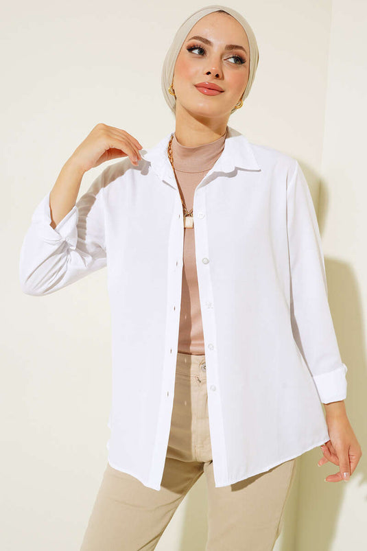 Chemise Classique Courte Devant Blanc