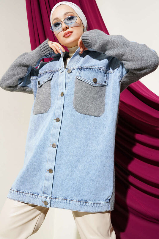 Denim-Frontjacke Grau