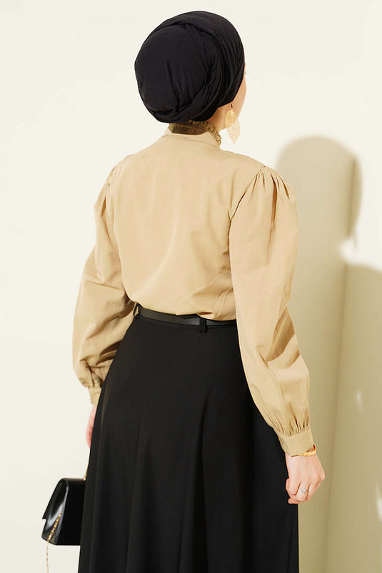 Chemise Courte À Détails Nervurés En Vert Sauge