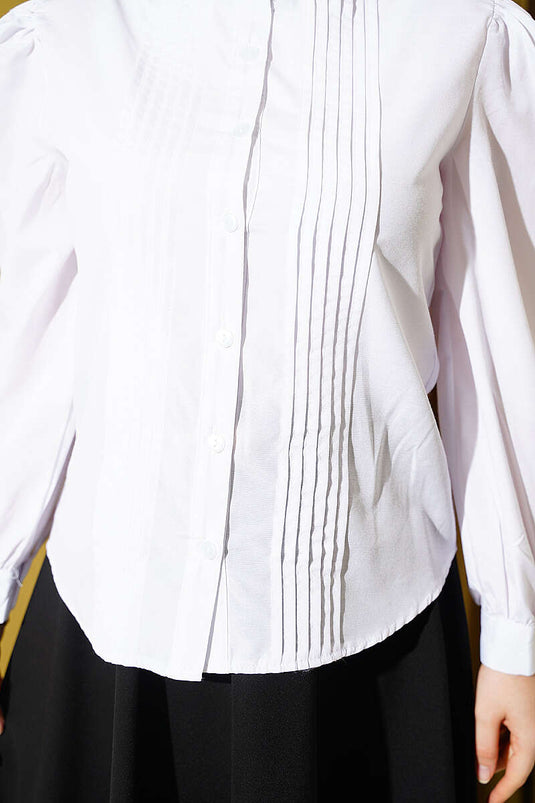 Chemise Courte Blanche À Détails En Relief Avant