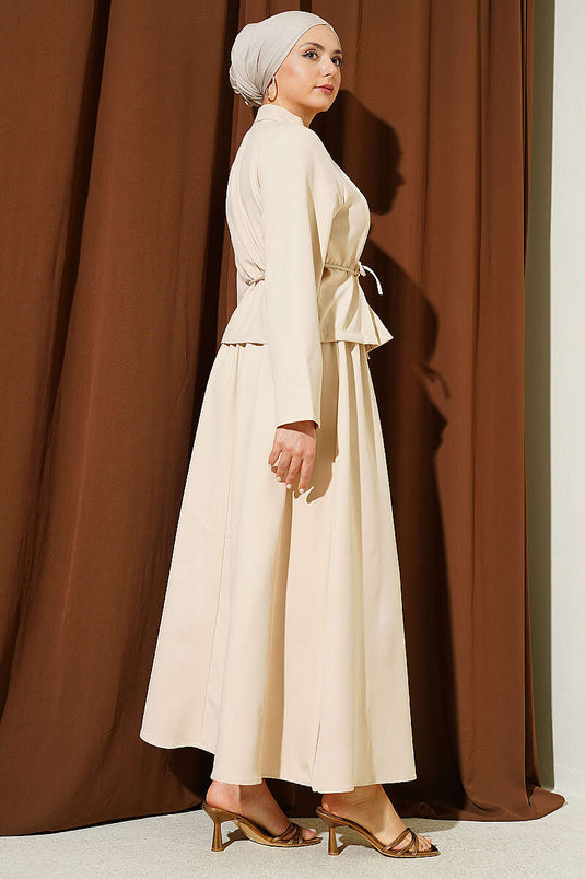 Ensemble beige à jupe double nervurée devant