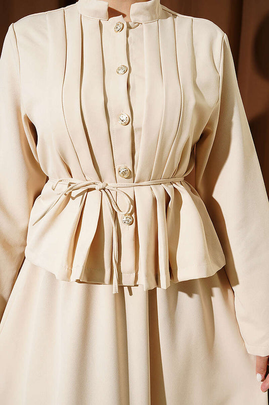 Ensemble beige à jupe double nervurée devant