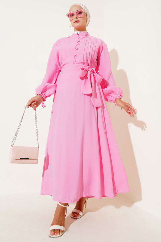 Pink Ribbed Brit Buttoned Skirt Suit