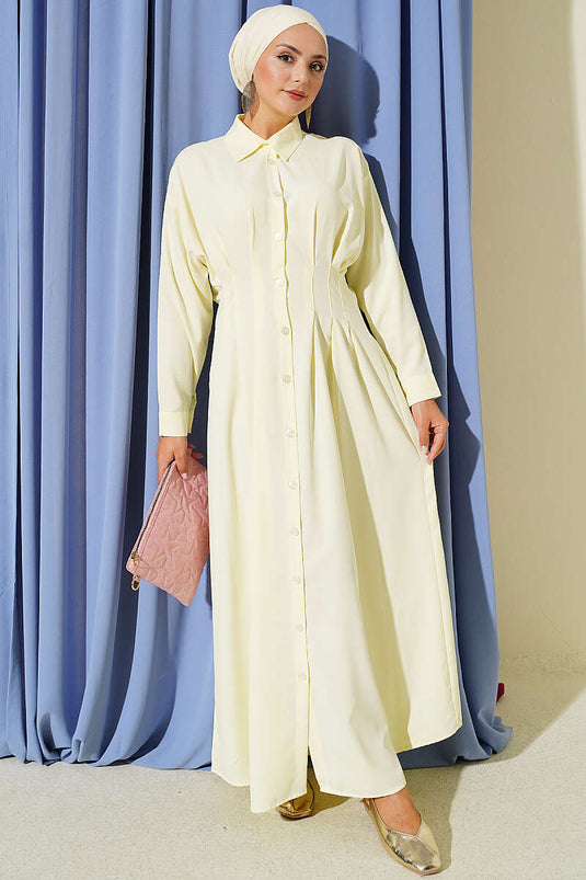 Front Pleated Dress In Yellow