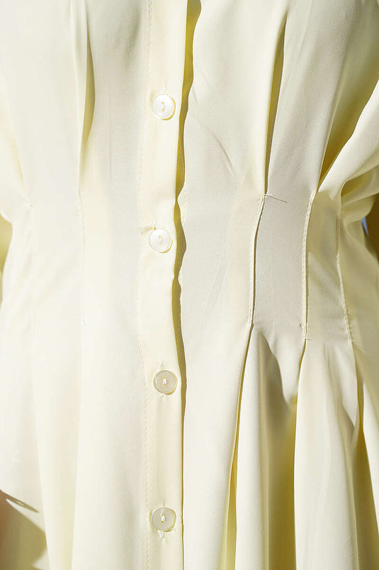 Front Pleated Dress In Yellow