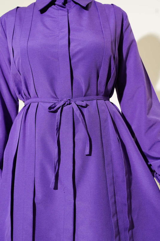 سترة أرجوانية بحزام من الحبل الأمامي