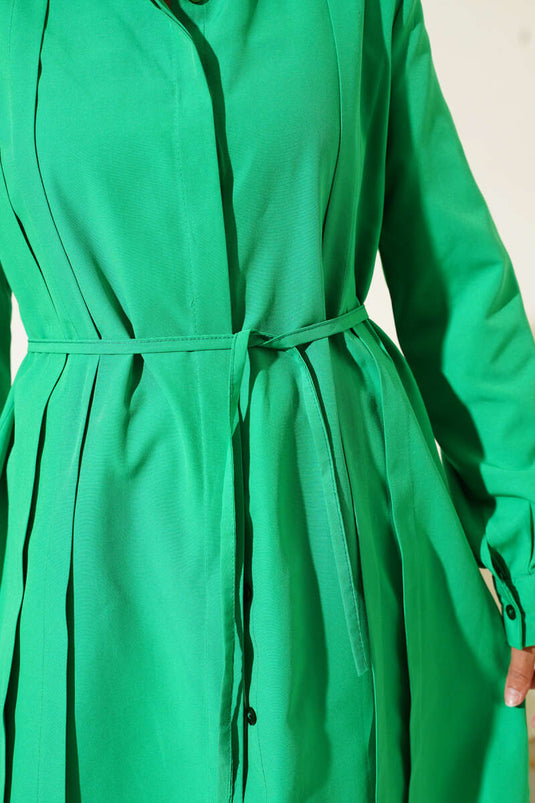 Front Darted Rope Belted Tunic Green